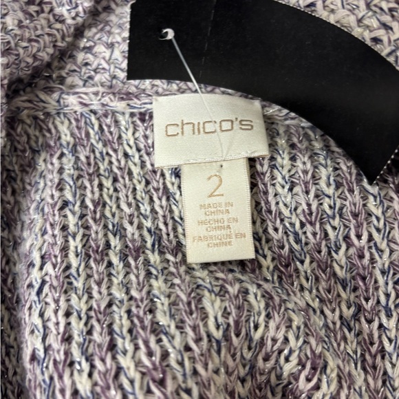 Chicos Lilac & Silver Freida Fringe Cardigan 2/Lg - Picture 4 of 4